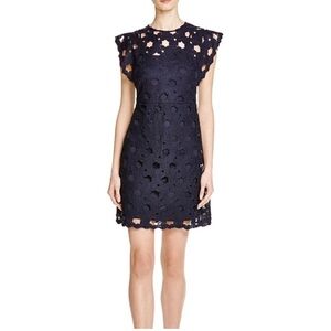 AQUA Bloomingdales Women's Navy Mini Dress, Cutout Cap Sleeves, A-Line, Size XS